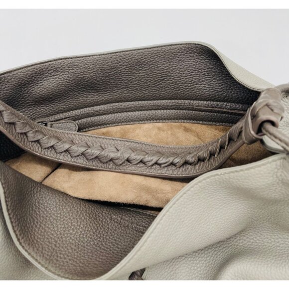 BOTTEGA VENETA Leather Hobo Shoulder Tote Bag Gray Large - Picture 4 of 14